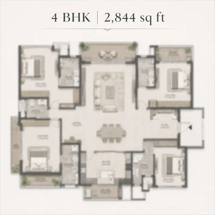 Assetz Twin Lake City 4 BHK floor plan - 2,844 sq ft